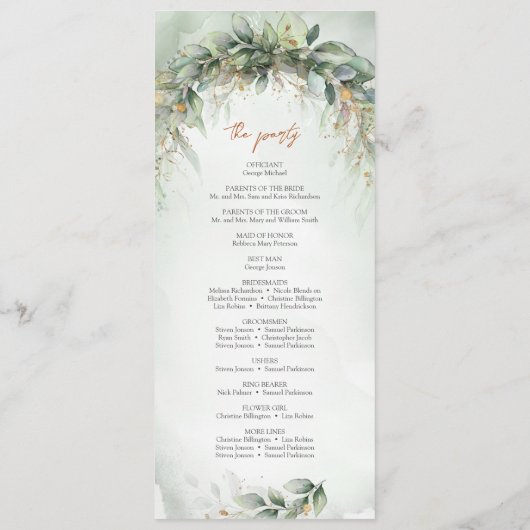 Programme Lavish verdure feuillage or cadre de mariage progr (Dos)