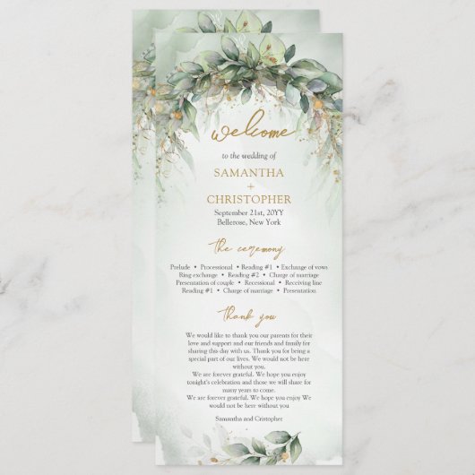 Programme Lavish verdure feuillage or cadre de mariage progr (Devant / Derrière)
