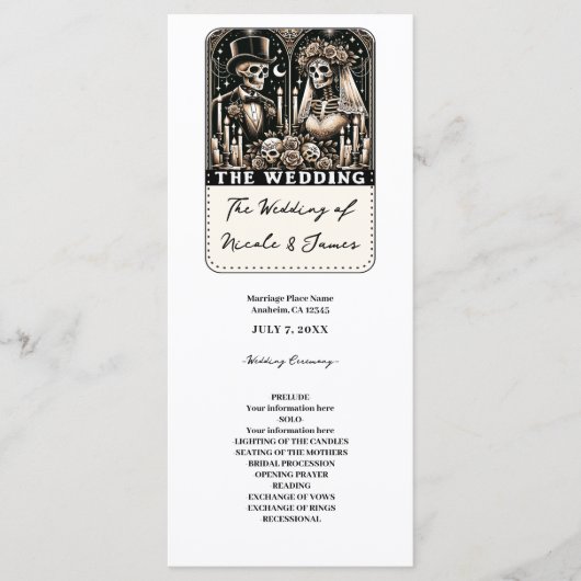 Programme LE MARIAGE Tarot Squelettes Mariée et Mari Program (Devant)