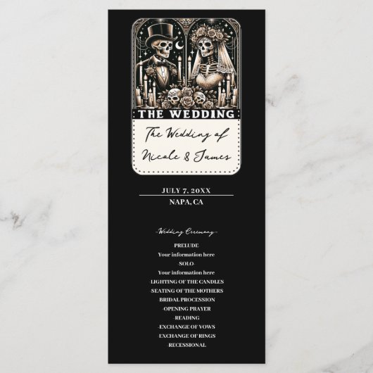 Programme LE MARIAGE Tarot Squelettes Mariée et Mari Program (Devant)