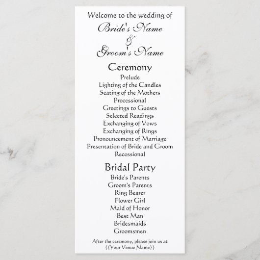 Programme L'église d'Auvers de Vincent van Gogh Mariage (Devant)