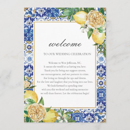 Programme Lemons Greenery Mariage Ordre de l'événement Bienv (Dos)