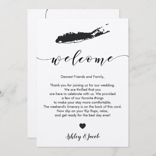 Programme Lettre de bienvenue du Mariage de Long Island & It (Devant / Derrière)