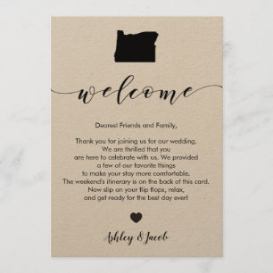 Programme Lettre de bienvenue du Mariage de l'Oregon et cart