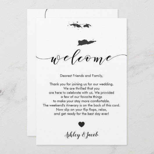 Programme Lettre de bienvenue du Mariage des Îles Vierges (Devant / Derrière)