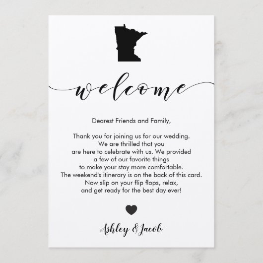 Programme Lettre de bienvenue du Mariage du Minnesota et car (Devant)