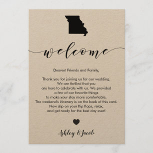Programme Lettre de bienvenue du Mariage du Missouri et cart