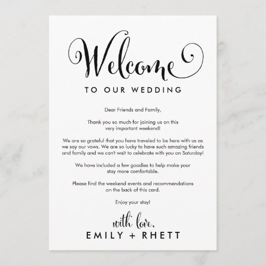 Programme Lettre de bienvenue et itinéraire de mariage South (Devant)