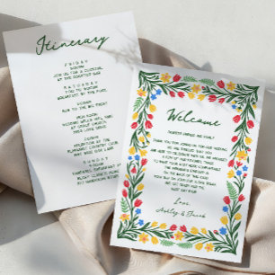 Programme Lettre et itinéraire de mariage aux fleurs sauvage