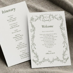 Programme Lettre et Itinéraire de Mariage Botanique Vert Sau
