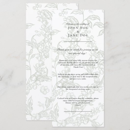 Programme Lily of the Valley Wedding Program (Devant / Derrière)