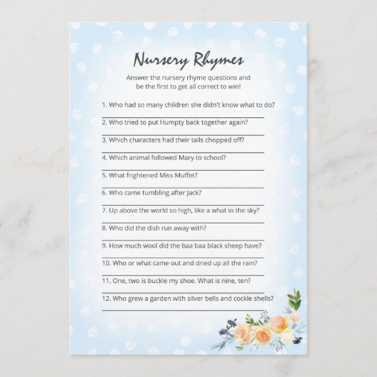 Programme Lion Cub Floral Blue Nursery Rhymes Douche Jeu (Devant)