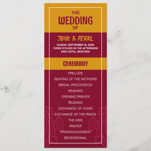 Programme Liste des mariages (Devant)