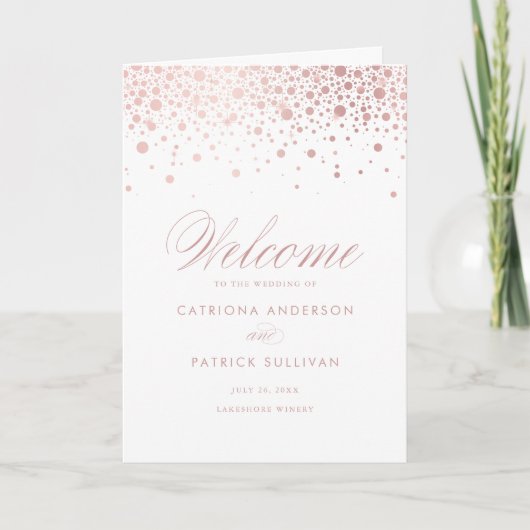 Programme Livret de mariage en feuille d'or rose avec points (Devant)