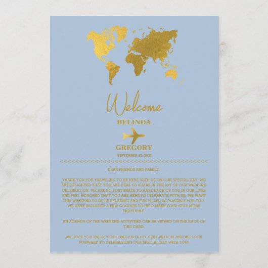 Programme Livret de mariage Gold Dusty Blue (Devant)