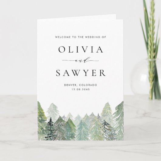 Programme Livret de mariage Paysage d'hiver à feuilles persi (Devant)