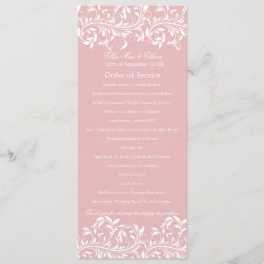 Programme L'ordre de service rose et blanc The Sarah Jane (Devant)