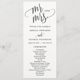 Programme Lovely Calligraphy Mariage Cérémonie