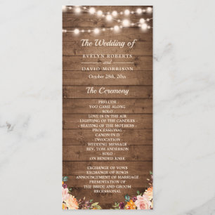 Programme Lumières à cordes de bois rustique Automne Mariage