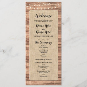 Programme Lumières en bois de toile de jute rustique Program