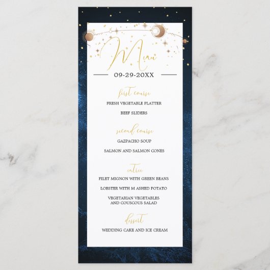 Programme Lune Stars Ciel Céleste Moderne Mariage élégant (Devant)