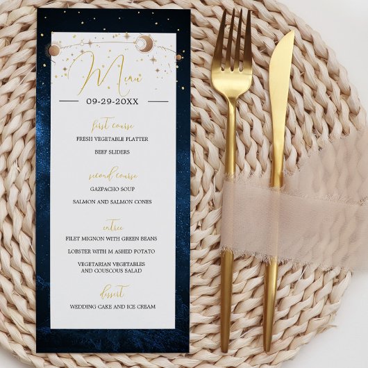 Programme Lune Stars Ciel Céleste Moderne Mariage élégant