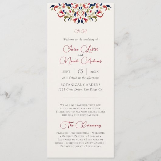 Programme Luxe Artistique Botanique Floral Mariage Paisley (Devant)