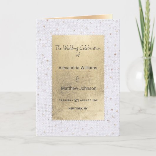 Programme Luxury white gold chic sequins Wedding Program (Devant)