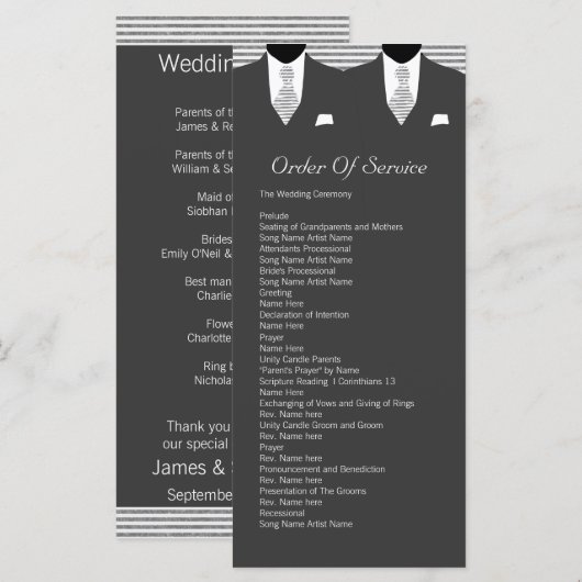Programme M. et M. Suit et Cravate Grey Service Order (Devant / Derrière)