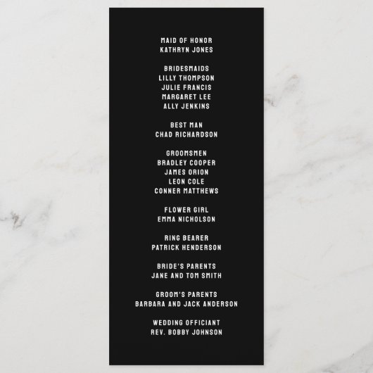 Programme M. & Mme Photo Block Coeur noir et blanc Mariage (Dos)