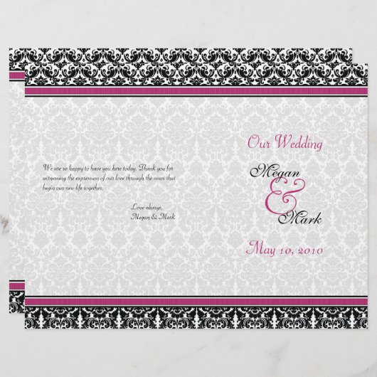 Programme Magenta Pink Black Mariage damassé (Devant / Derrière)