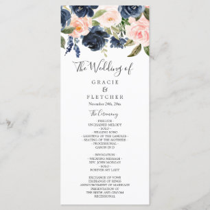 Programme Magnifique Blush & Navy Flowers Mariage