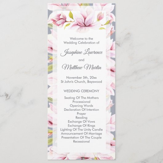 Programme Magnolia Charm Floral Mariage Cérémonie (Devant)
