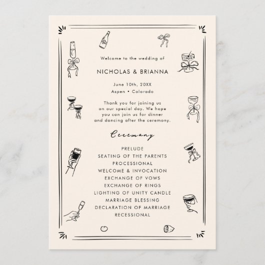 Programme Main tirée Quirky Black & White Vieux Mariage arge (Devant)