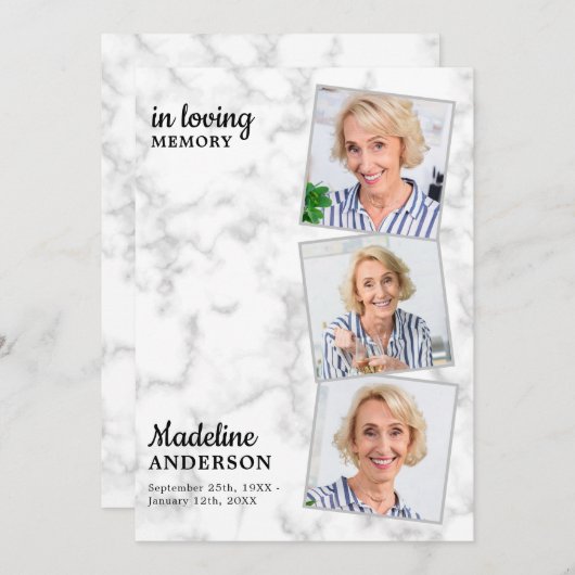 Programme Marbre 3 Photo Ordre de service Funérailles commém (Devant / Derrière)