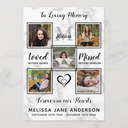 Programme Marbre 5 Photo Mémorial Ordre de service Funéraill (Devant)