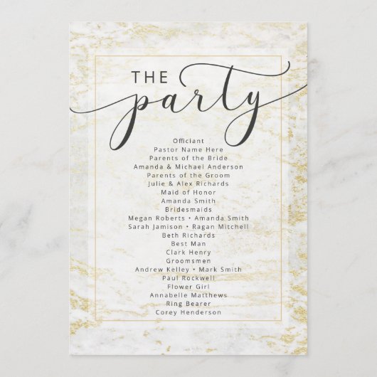 Programme Marbres modernes en blanc avec cérémonie Mariage o (Dos)