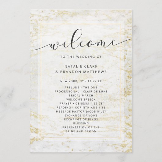 Programme Marbres modernes en blanc avec cérémonie Mariage o (Devant)