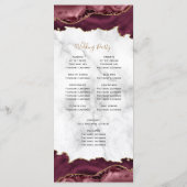 Programme Mariage à bille de script d'agate d'or de Bourgogn (Dos)