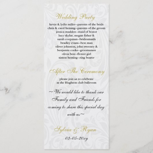 Programme Mariage à boucle diamante jaune gris FAUX (Dos)