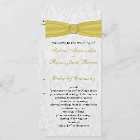 Programme Mariage à boucle diamante jaune gris FAUX (Devant / Derrière)