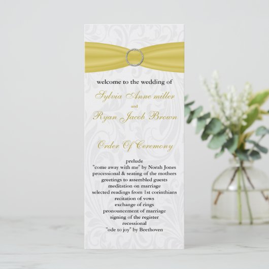 Programme Mariage à boucle diamante jaune gris FAUX (Debout devant)