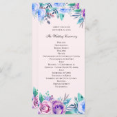 Programme Mariage à fleurs rose et bleu. Fleurs d'eau (Devant / Derrière)