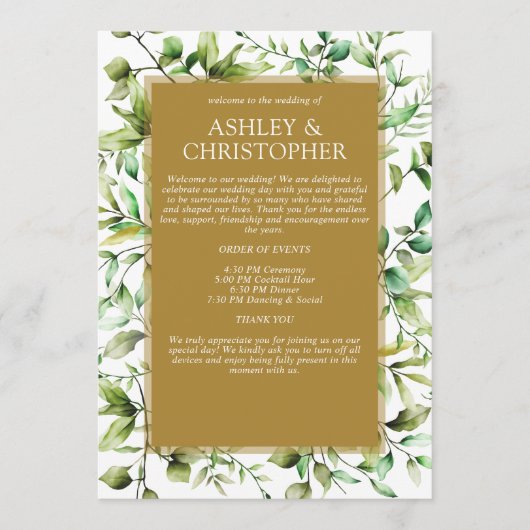 Programme Mariage à la frontière florale rustique classique (Devant)