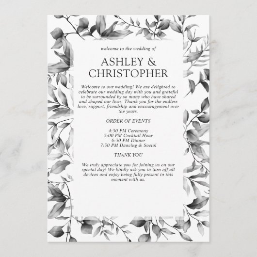 Programme Mariage à la frontière florale rustique classique (Devant)