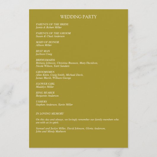 Programme Mariage à la frontière florale rustique classique (Dos)