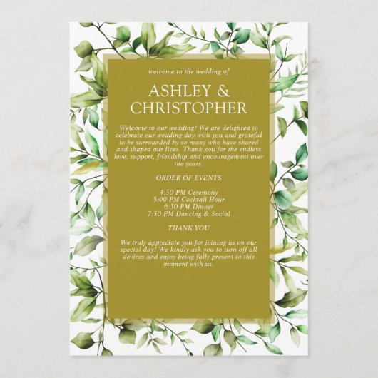 Programme Mariage à la frontière florale rustique classique (Devant)