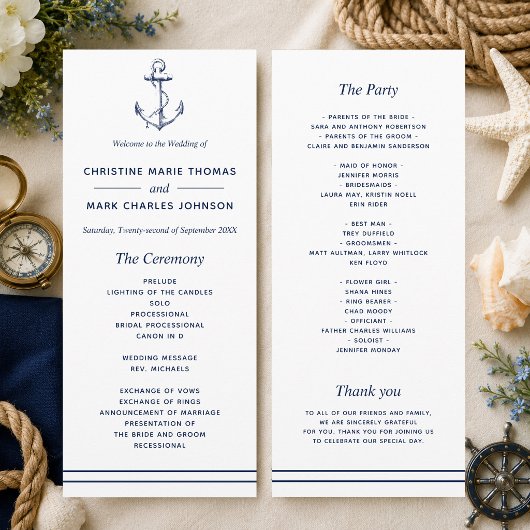 Programme Mariage à l'ancre de la marine nautique