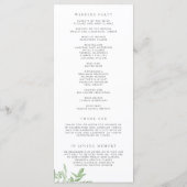 Programme Mariage à l'aquarelle avec verdure et fleurs blanc (Dos)
