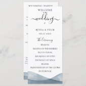 Programme Mariage à l'aquarelle bleu ombré (Devant / Derrière)